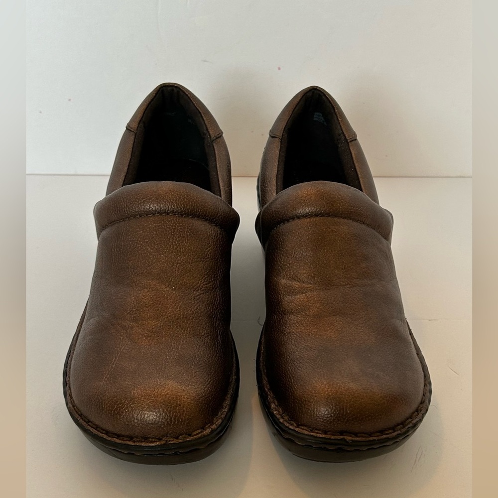 b.o.c. Brown Leather Slip-On Clogs